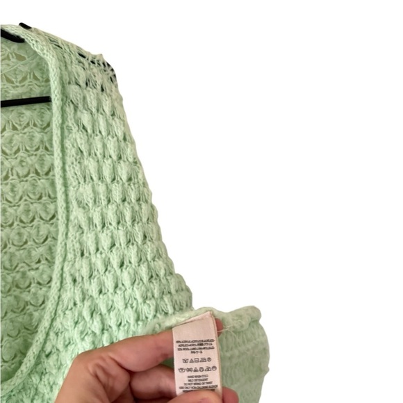 Free People Crashing Waves Open Knit Slouch Sweater Green - Picture 7 of 8